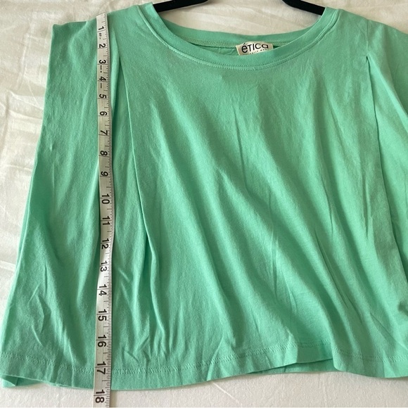 Ética Zelie Pleated Crop Muscle Tee Organic Cotton Relaxed Fit In Green Size L - Picture 10 of 15